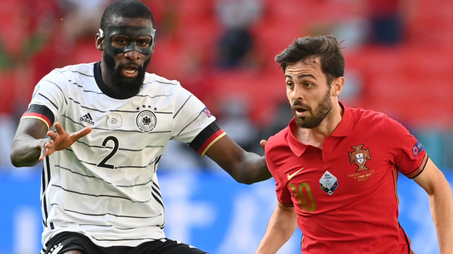 Antonio Rudiger mask Germany 2021 Bernardo Silva Portugal