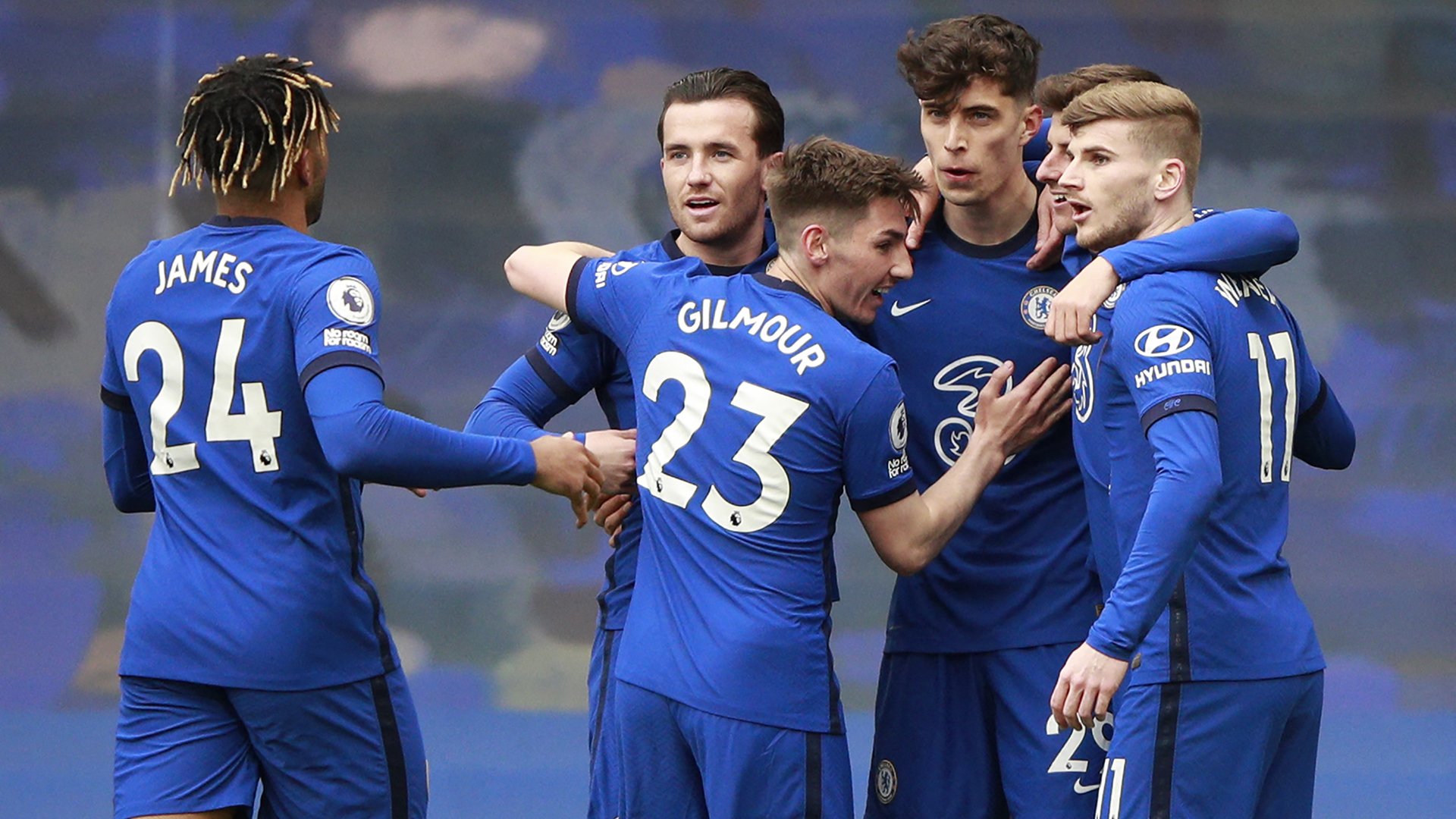 Chelsea celebrating Kai Havertz goal 2020-21