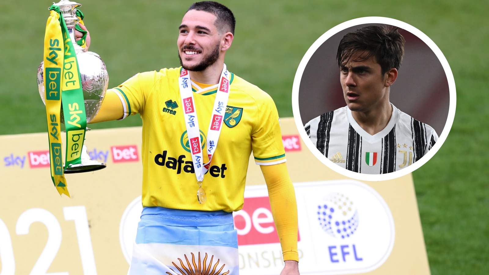 Emi Buendia Paulo Dybala Juventus Norwich Argentina GFX