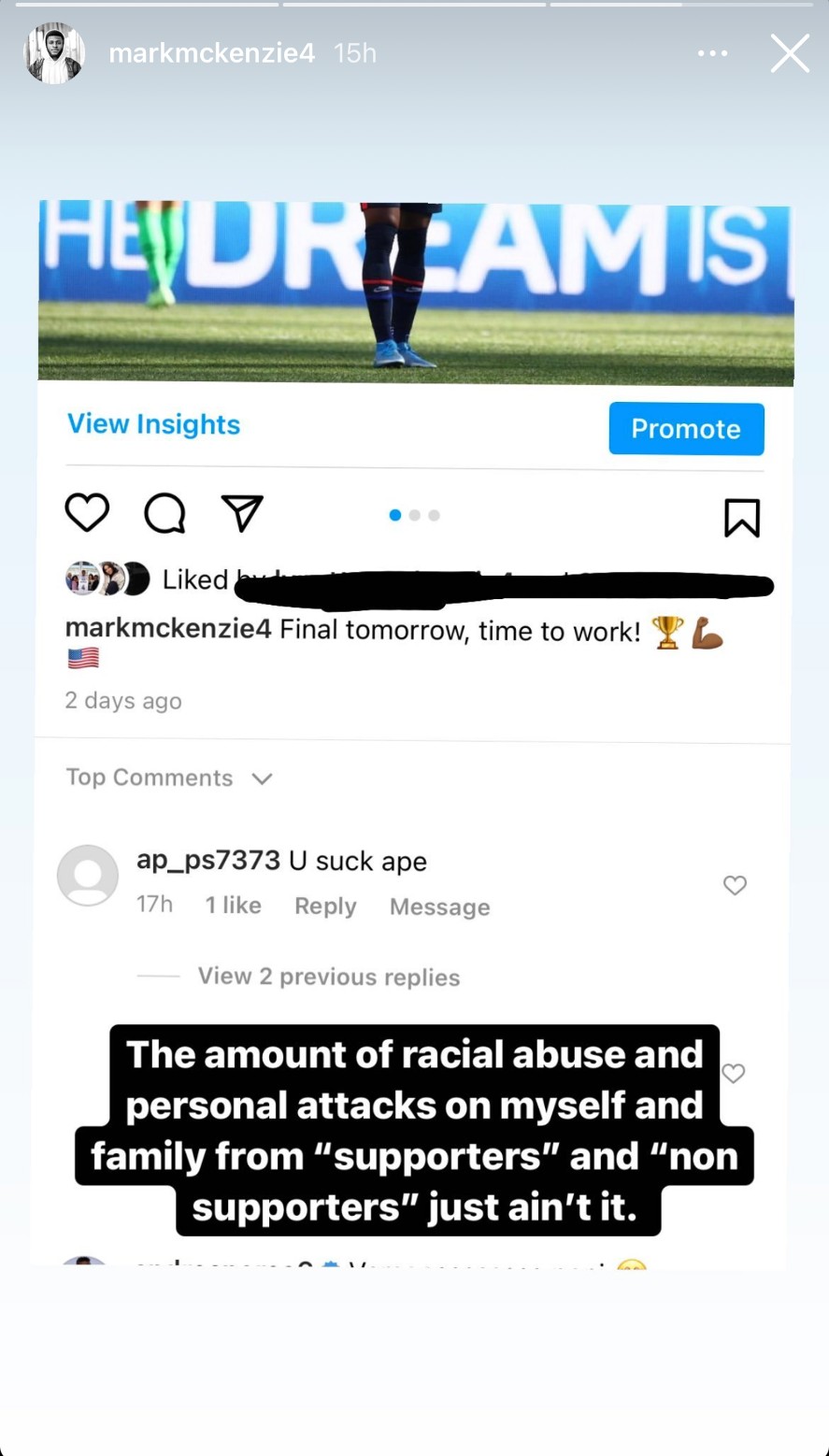 McKenzie racist abuse - soccer