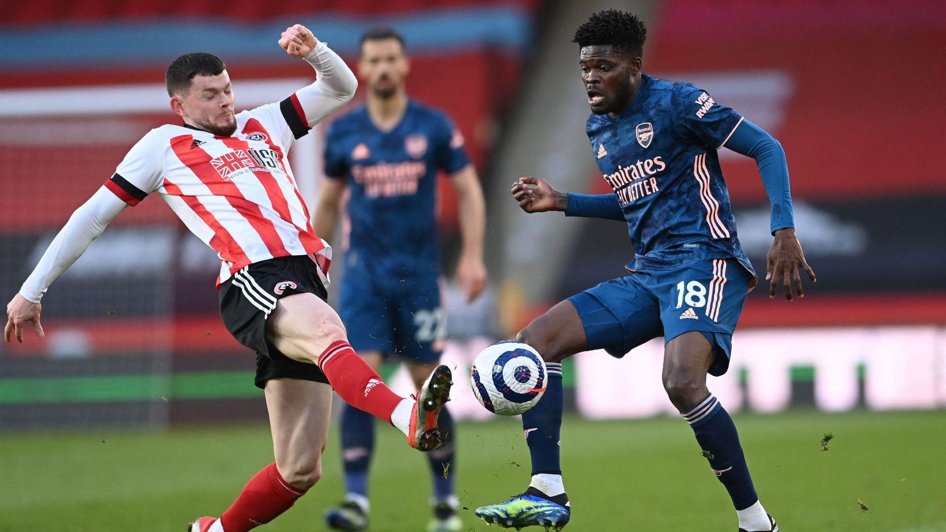 Oliver Burke Thomas Partey Sheffield United vs Arsenal Premier League 2020-21