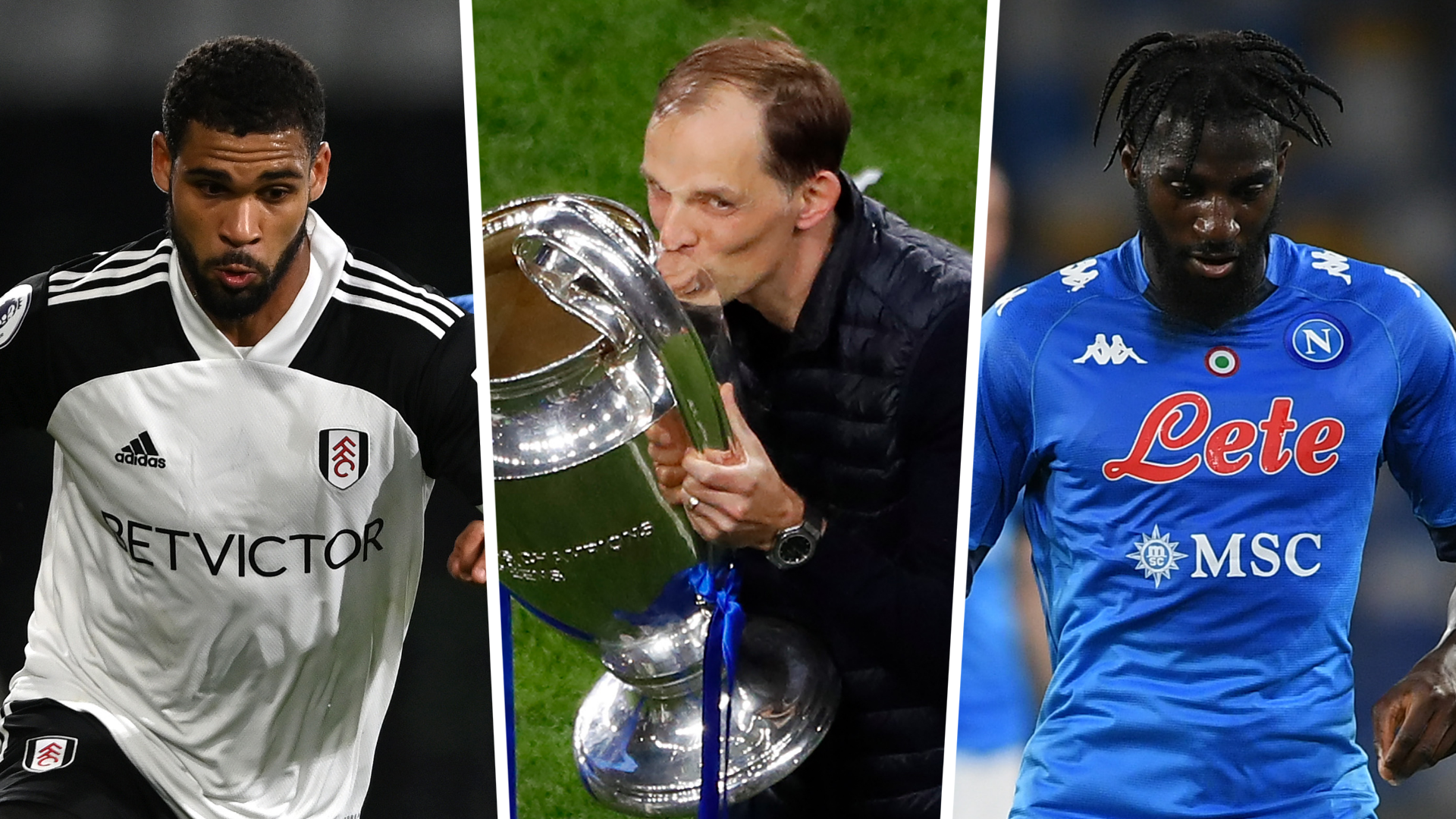 Thomas Tuchel with  Chelsea loan stars Loftus-Cheek and Bakayoko