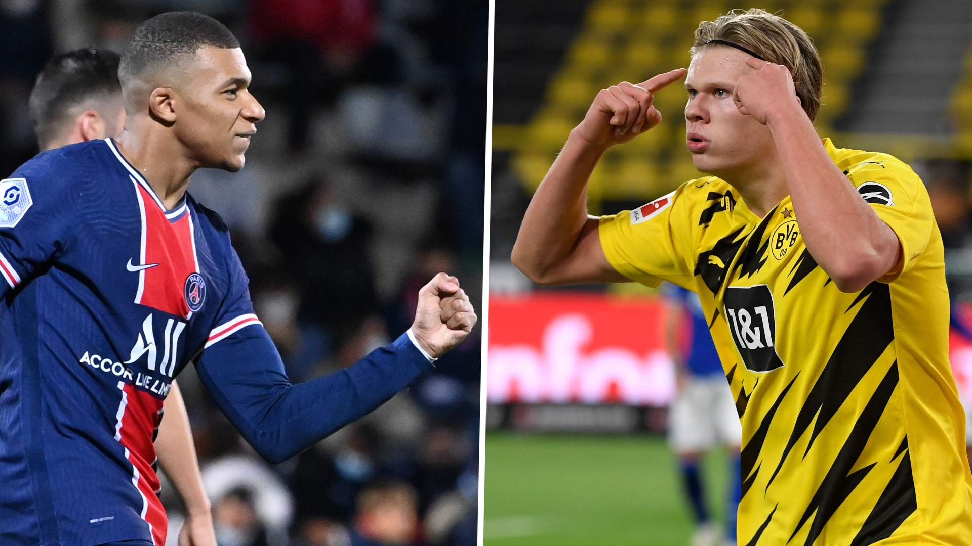 Kylian Mbappe Erling Haaland PSG Dortmund GFX