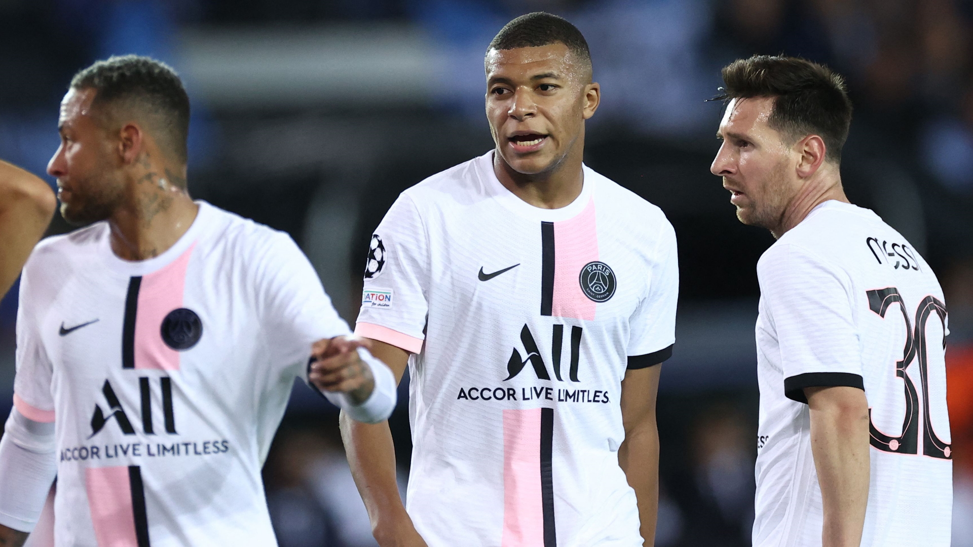 Neymar, Mbappe, Messi, Club Brugge vs PSG