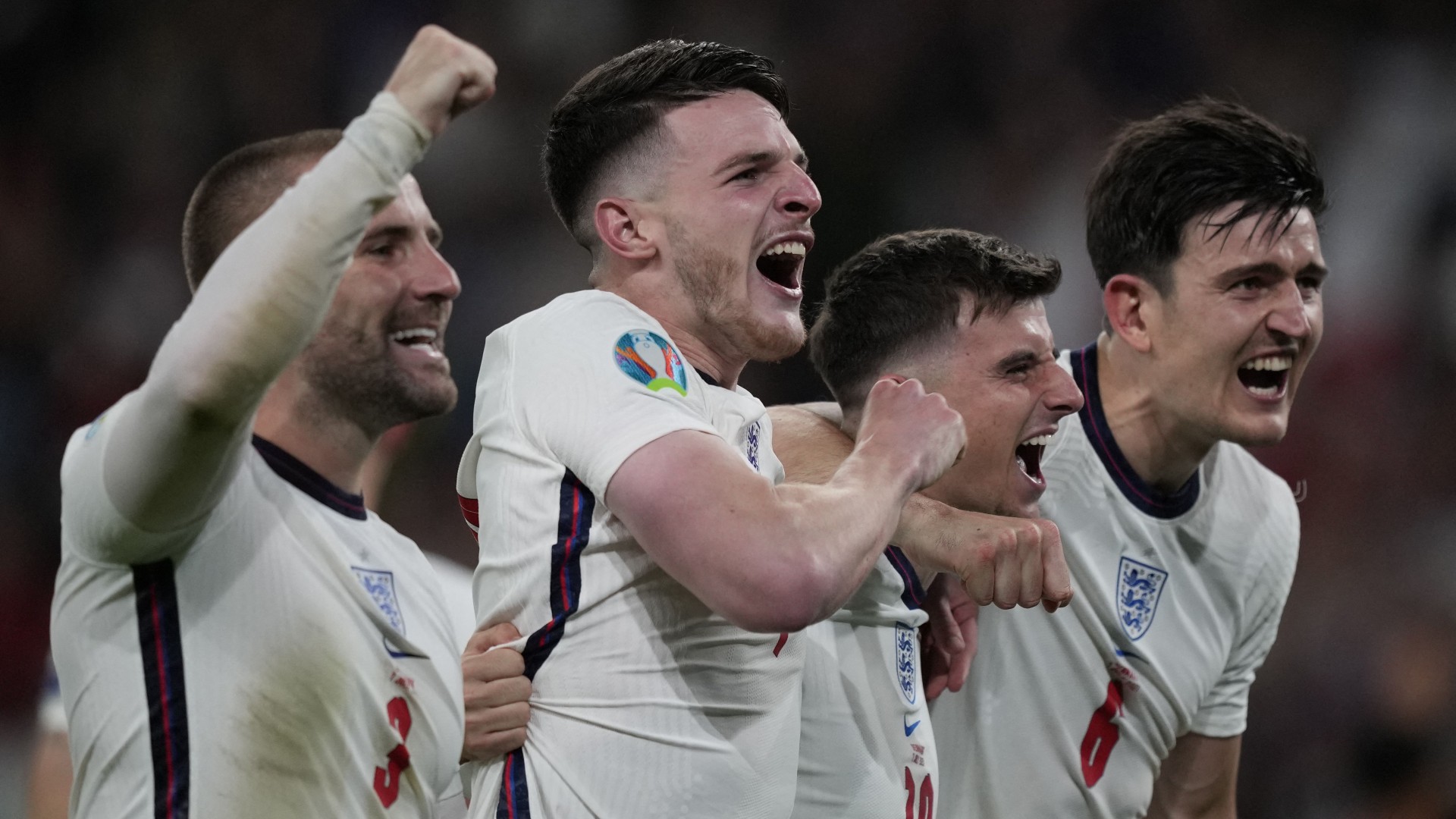 Luke Shaw Declan Rice Mason Mount Harry Maguire England Denmark Euro 2020