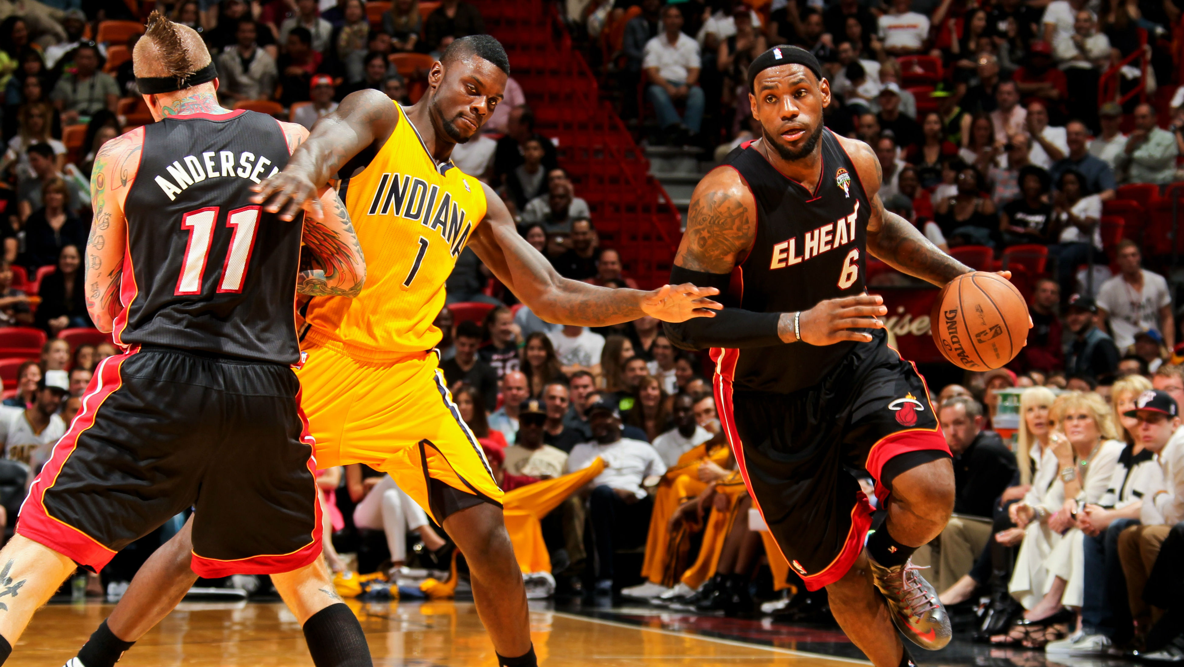 Chris Andersen, Lance Stephenson y LeBron James